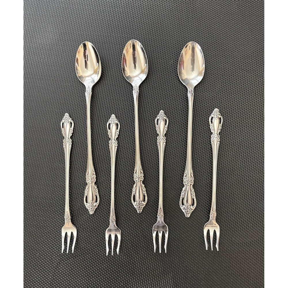 Oneida Distinction Deluxe Chateau Stainless Teaspoons Seafood Forks Lot 7